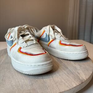 Nike Air Force 1 Low DJ4655-133 Sail Rainbow Canvas Sneakers Women's Size 7